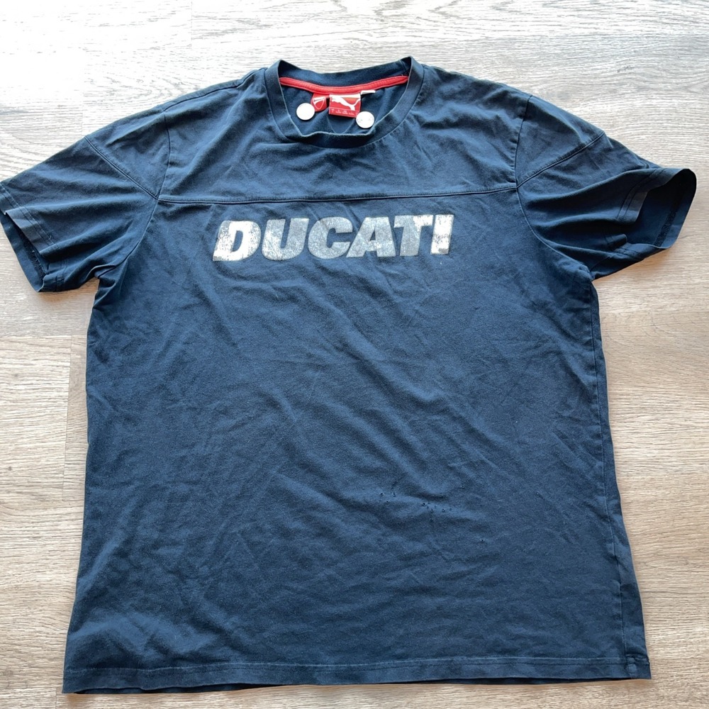 Puma Ducati T Shirt Mens Large Black Crew Neck